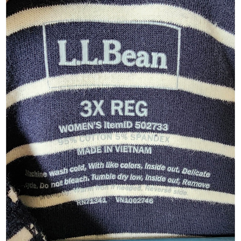 L.L. Bean Snap Front Hoodie Women 3X Blue White Striped Cotton Blend 502733 - Picture 3 of 11